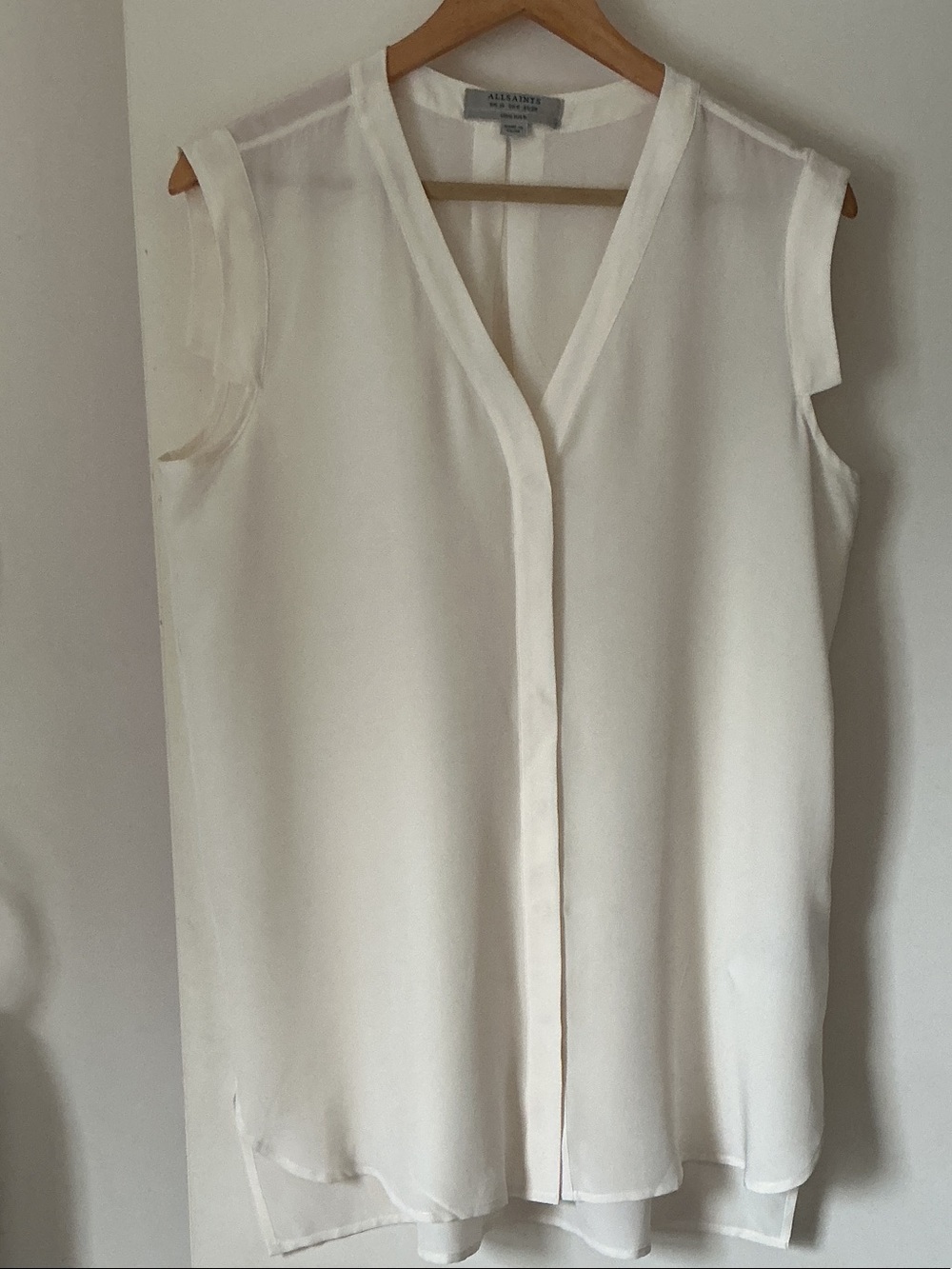 ALL SAINTS White Sleeveless V-Neck Tunic Top